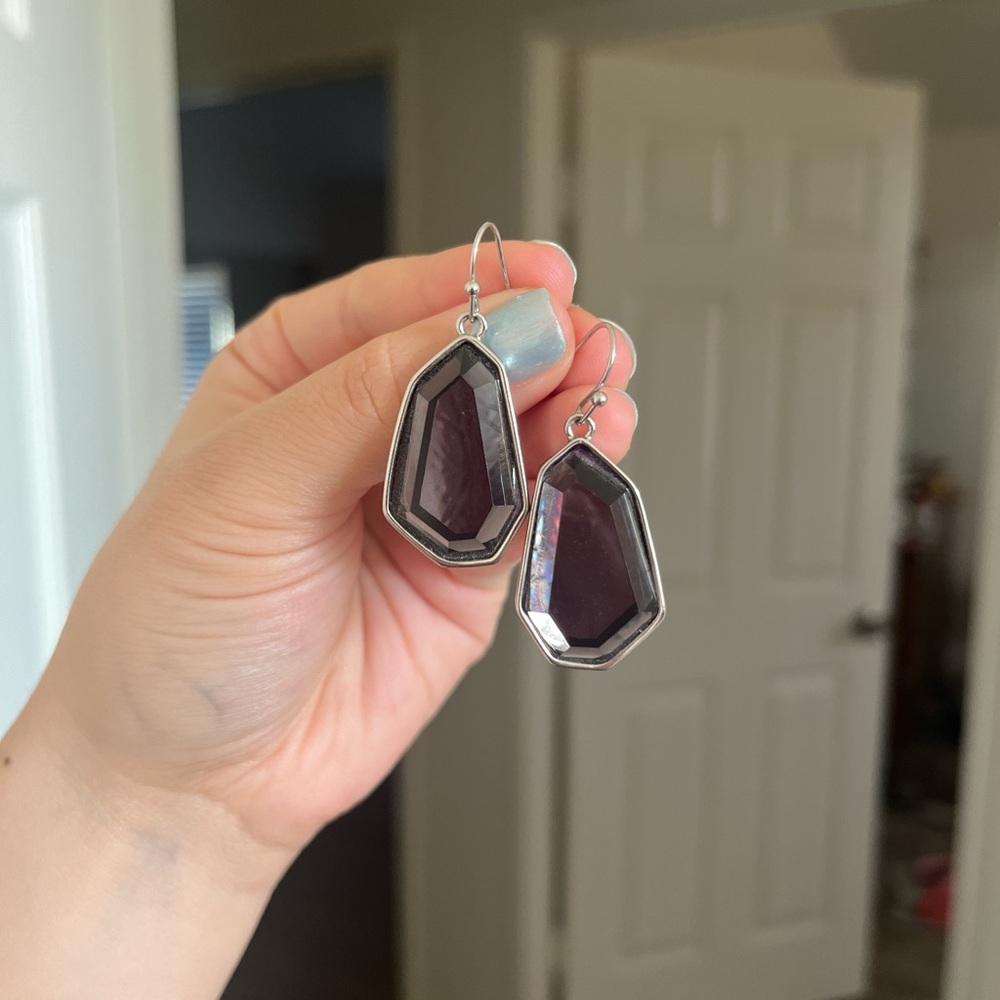 Faux Black Stone Dangle Earrings